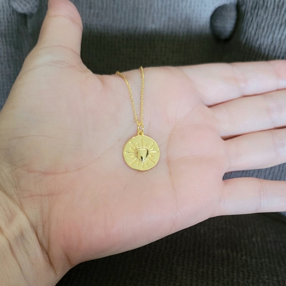 Zeyzey Gold💛 Heart❤ Disc📀 Pendant Necklace - Picture 8 of 15